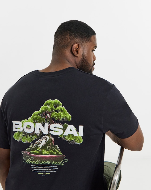 JACK & JONES Bonsai Back Graphic T-Shirt - Black