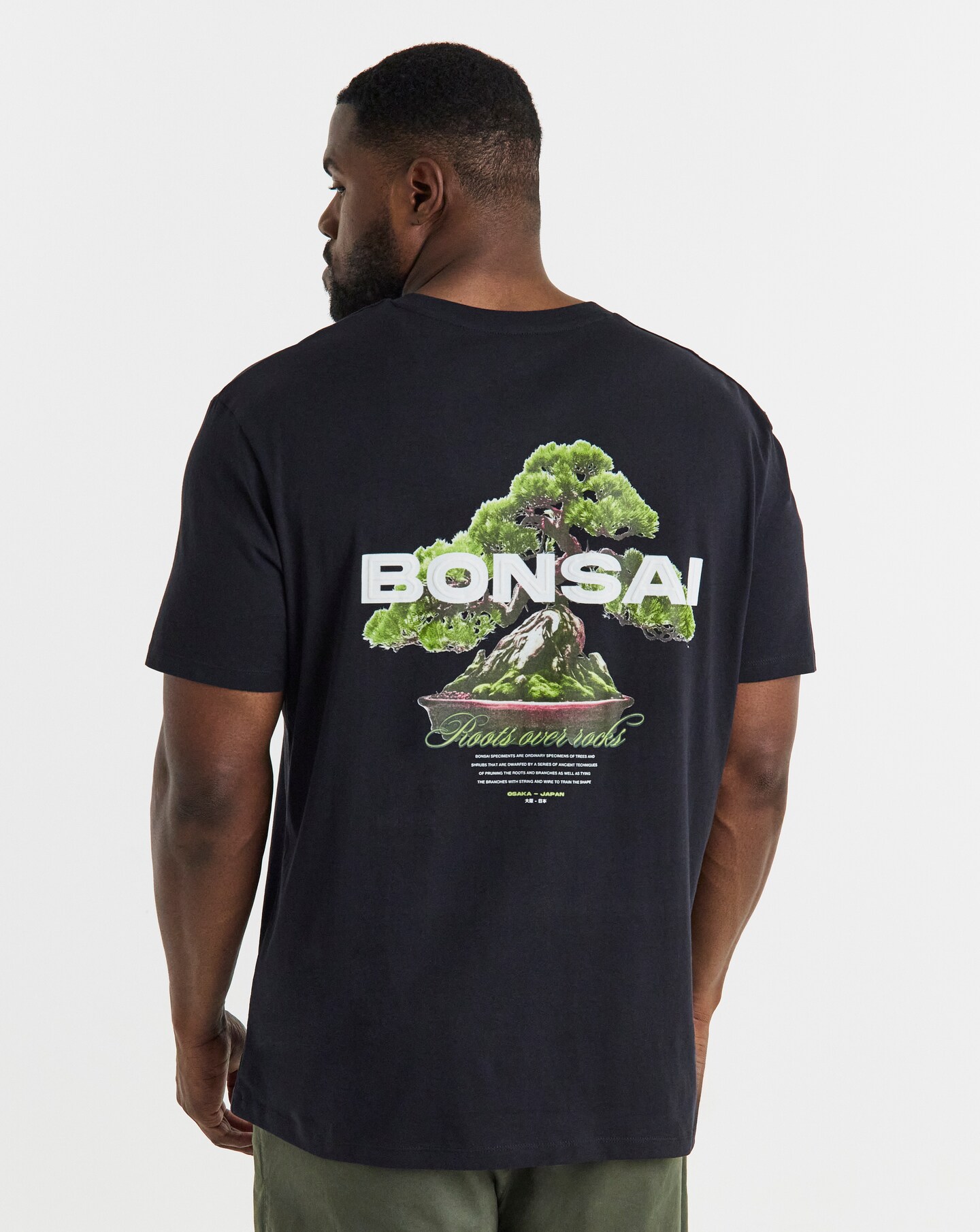 Jack & Jones Back Graphic Bonsai Tee - Black | Jacamo