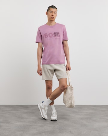 BOSS Short Sleeve Large Logo Purple T- Shirt