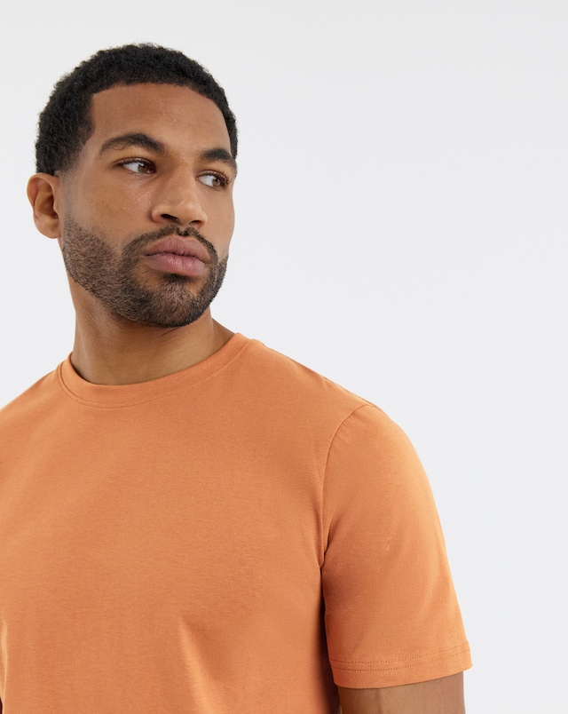 Pure Cotton Crew Neck T-Shirt Long- Coral
