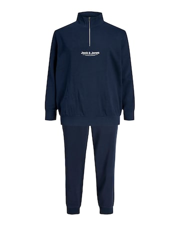 Jack & Jones Versterbro Logo 1/4 Zip Sweat & Jogger - Navy