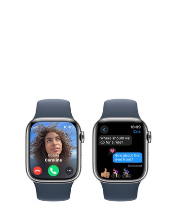 Apple Watch Series 9 Cellular 41mm Silver Stainless Steel, Blue Sport Band - M/L