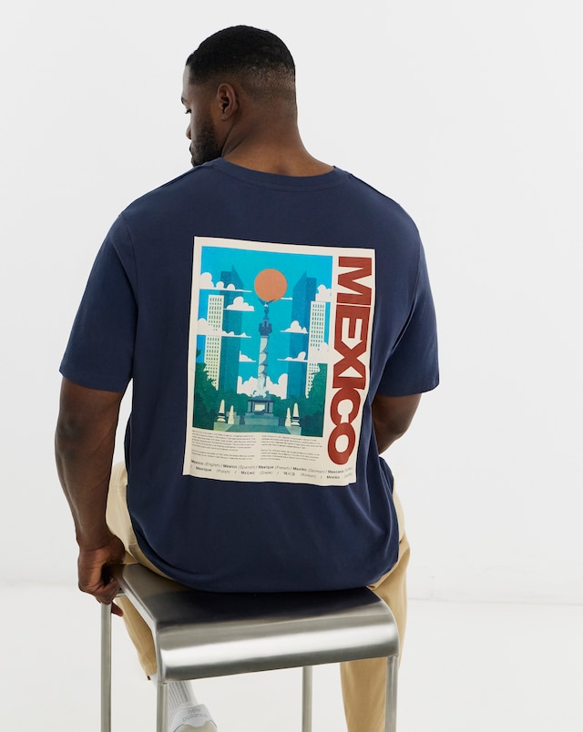 JACK & JONES Mexico Back Graphic T-Shirt - Navy