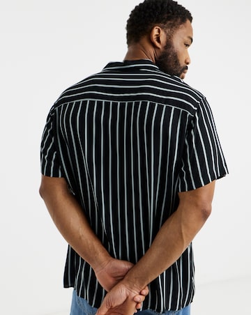 Jack & Jones Jeff Stripe Resort Shirt - Black/White