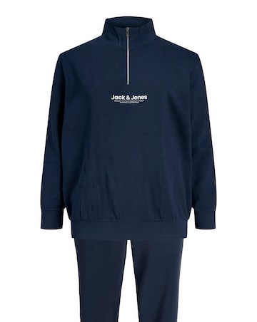 Jack & Jones Versterbro Logo 1/4 Zip Sweat & Jogger - Navy