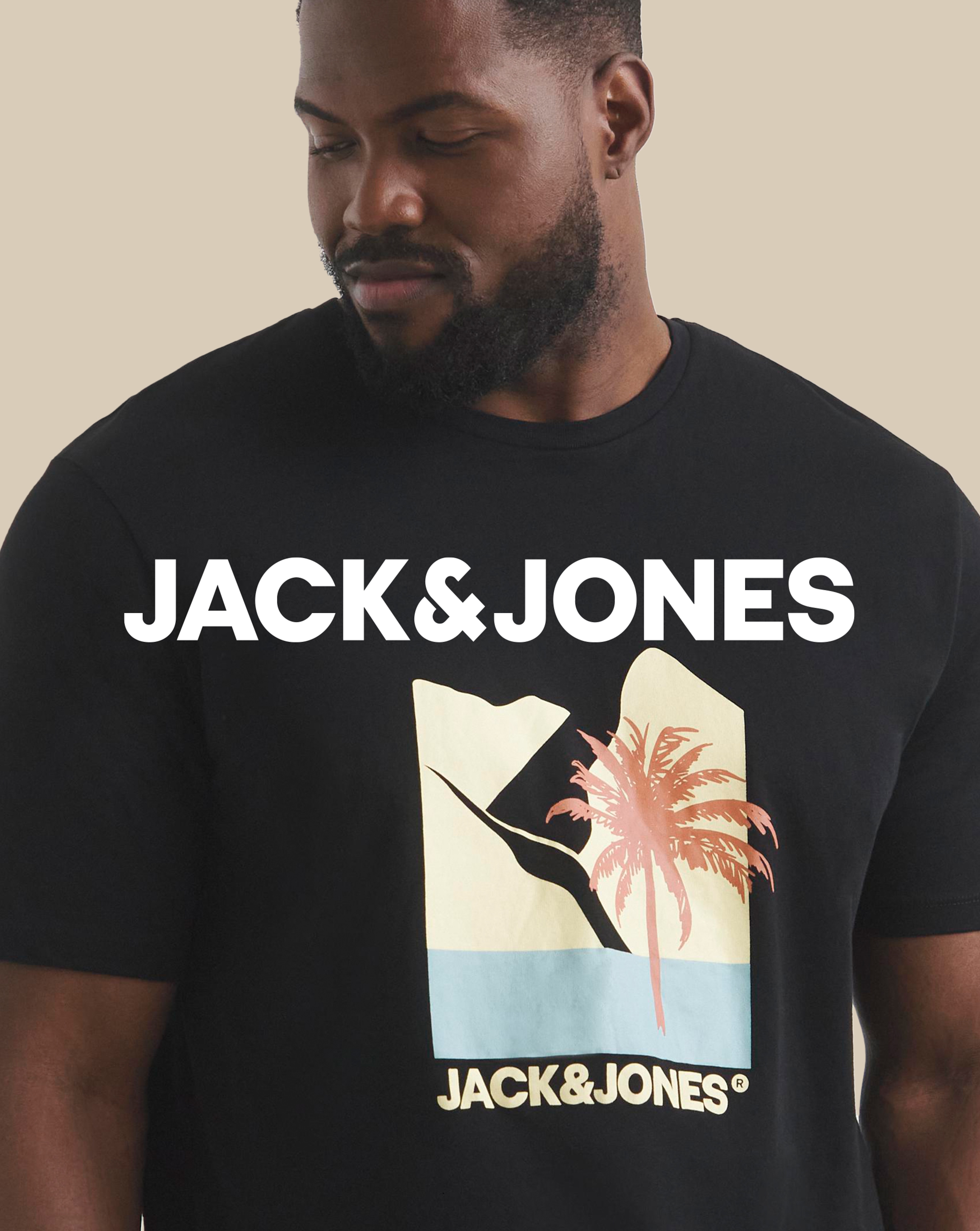 Jack & Jones. Model wears Jack & Jones Barbados Graphic T-Shirt