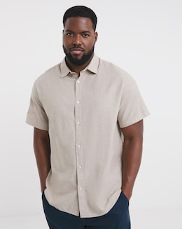 Jack &amp; Jones Breeze Short Sleeve Linen Shirt - Crockery
