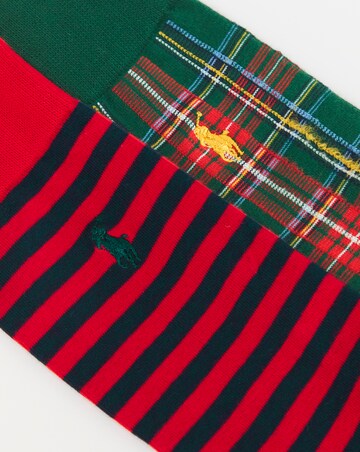 Polo Ralph Lauren 2 Pack Plaid Stripe Crew Sock - Navy/Red