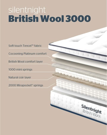 Silentnight British Wool 3000 Box Top Pocket Mattress - Medium