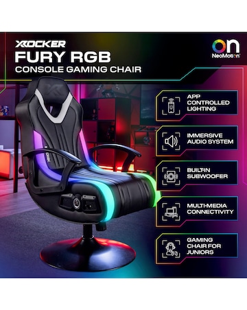 X Rocker Fury 2.1 Audio LED Console Gaming Chair for Juniors - Black