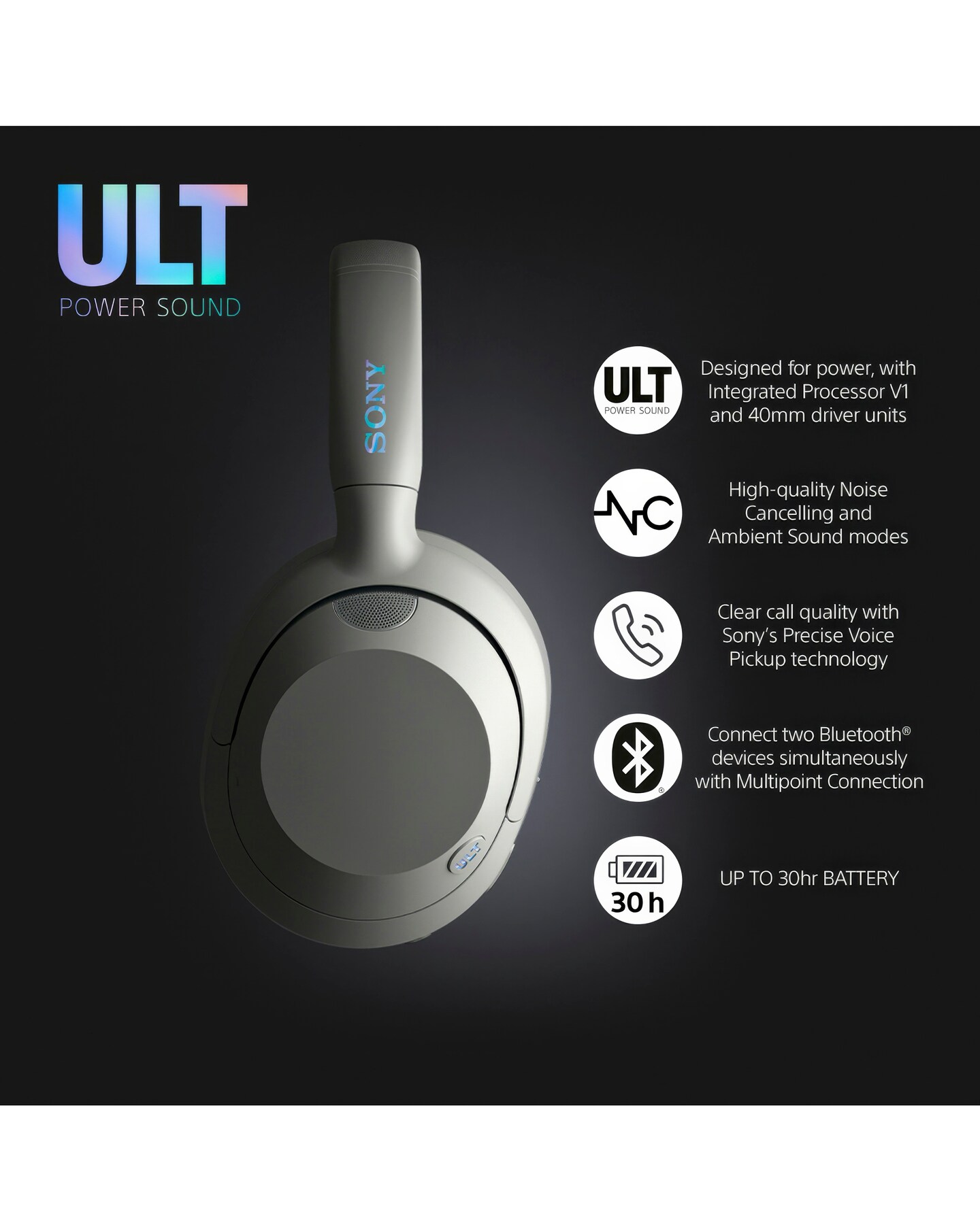 Sony ULT WEAR Wireless Over-Ear Headphones - White | Jacamo