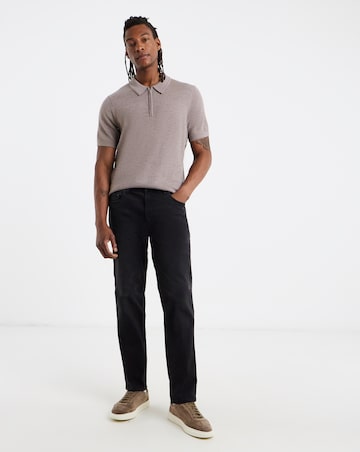 Brown Merino Wool Knitted Polo Slim Fit