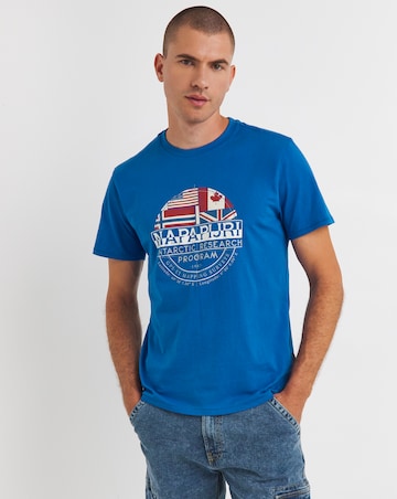 Napapijri Turin Flag Logo T-Shirt - Blue