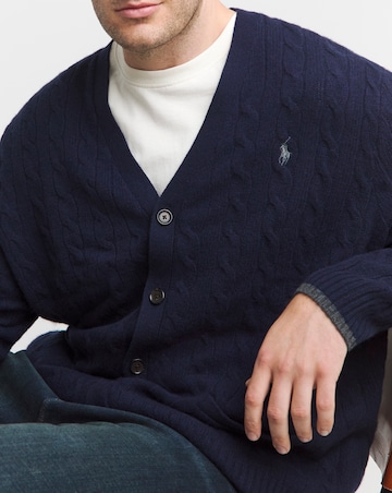 Polo Ralph Lauren Navy Cashmere Mix Cable Cardigan