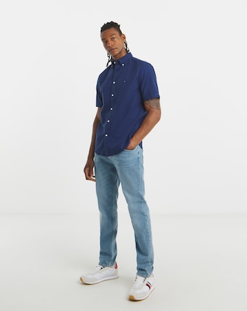 Tommy Hilfiger Short Sleeve Garment Dyed Oxford Shirt - Navy