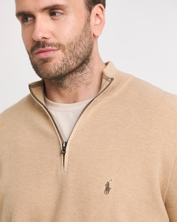 Polo Ralph Lauren Camel 1/4 Zip Neck Jumper