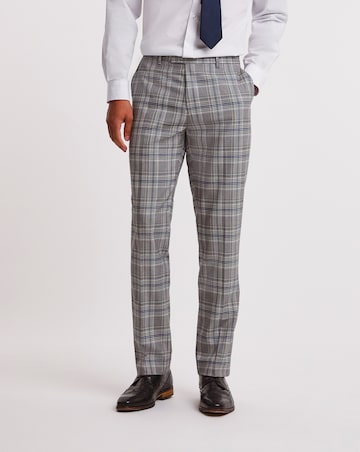 Grey Check Regular Fit Suit Trouser