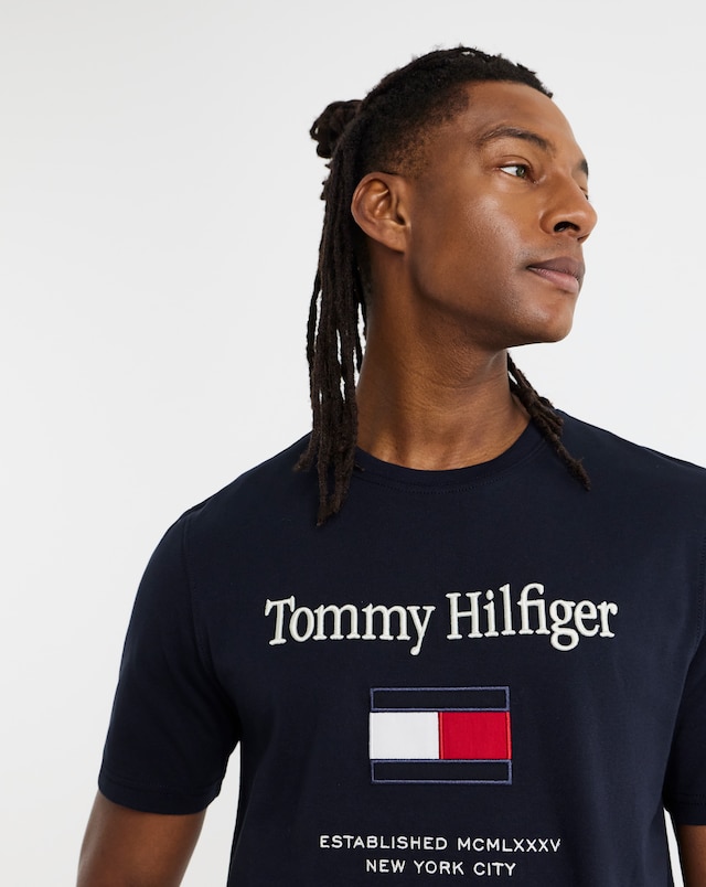 Tommy Hilfiger Short Sleeve Embroidered Flag T-Shirt - Navy