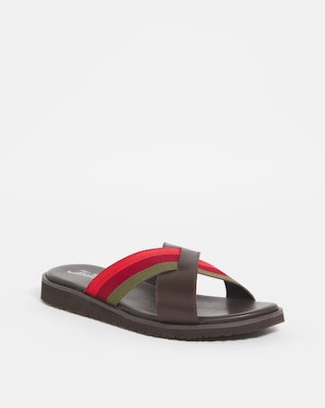 Joe Browns Leather Slide With Stipe Detail Wide Fit