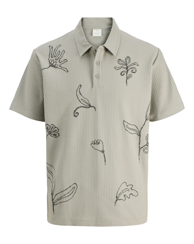 Jack & Jones Premium Leon Floral Printed Polo - Natural