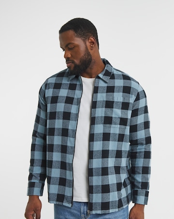 Brushed Buffalo Check Zip Overshirt