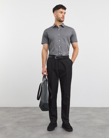 Grey Short Sleeve Formal Shirt Reg