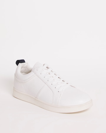 White Perforated Lace Up Trainer Wide Fit