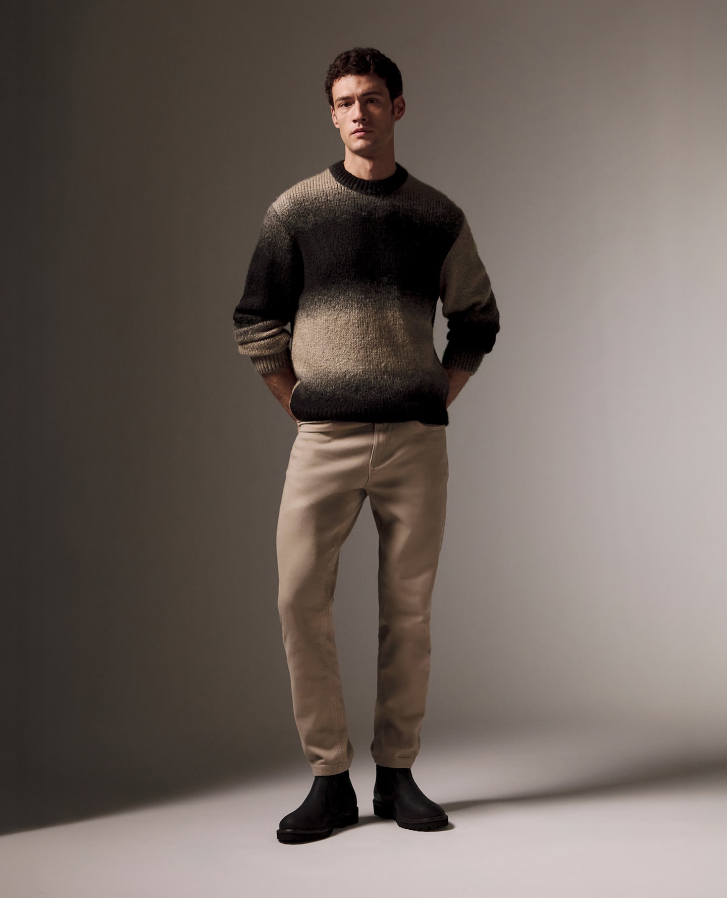 Jack & Jones Fade Space Dye Jumper - Black/Natural