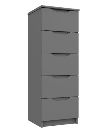 Sorrento High Gloss Assembled 5 Drawer Tallboy Chest