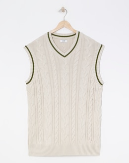 Stone Cable Knitted Sweater Vest