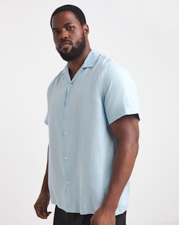 Jack &amp; Jones Breeze Linen Blend Resort Shirt - Blue