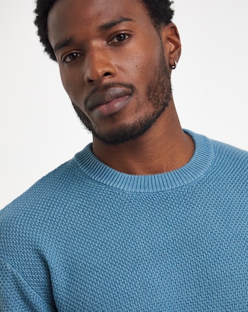 Blue Pigment Dyed Slouch Knitted Jumper