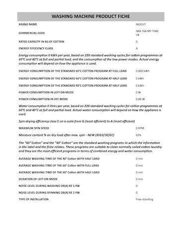 Indesit IMA 764 My Time Washing Machine - White