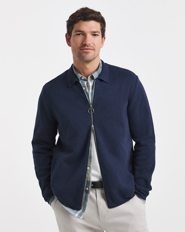 Barbour Crowcombe Knitted Zip Through Cardigan - Navy