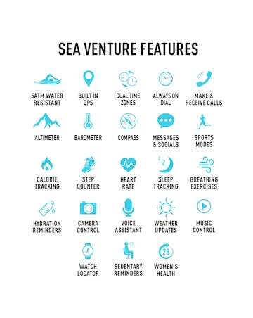 Reflex Active Venture AMOLED 50m Swim GPS Silicone Strap Smart Watch - Blue