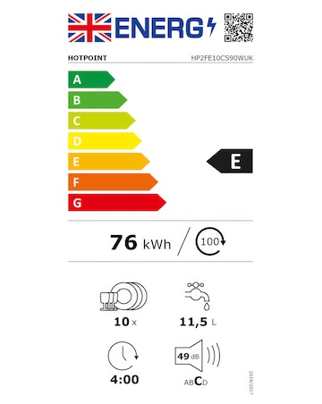Hotpoint HP2FE10CS90WUK Slimline Dishwasher 10 Place Settings White + Install