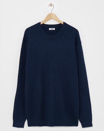 Navy Soft Touch Cable Crew Neck Jumper