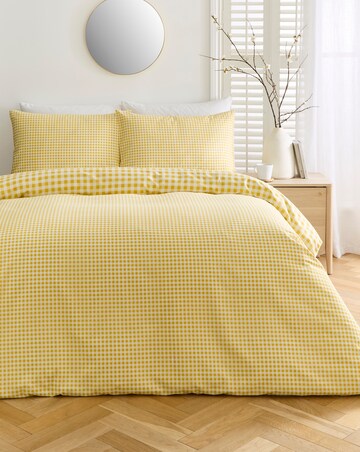 Gingham Cotton Blend Reversible Duvet Cover Set