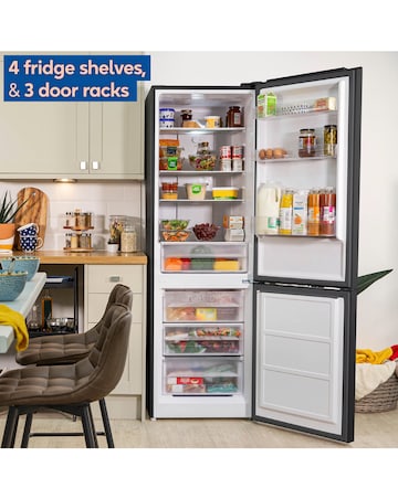 Russell Hobbs RH186FFF60B Frost Free Fridge Freezer - Black- E Rated 186 CM