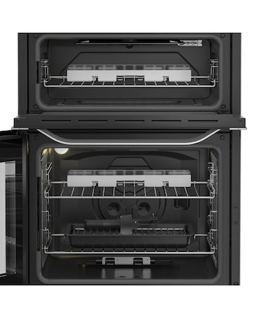 Hotpoint HDG6GDCWX 60cm Gas Double Cooker with Glass Lid - Stainless Steel