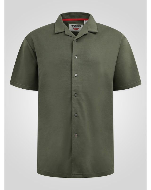 D555 Big And Tall Connor 1 Stretch Cuban Collar Resort S/S Shirt - Khaki