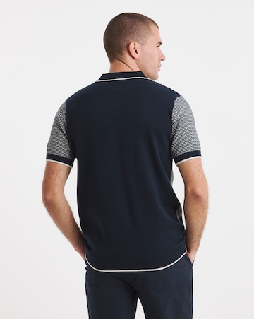 Geo Patterned Short Sleeve Knitted Polo