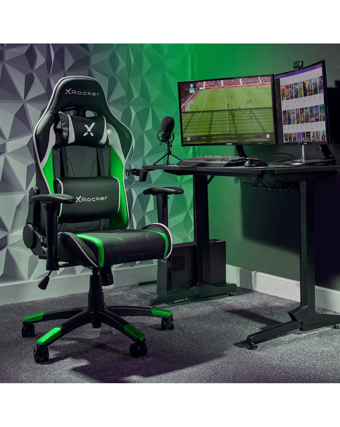 X Rocker Agility Compact eSports Gaming Chair for Juniors - Black / Green