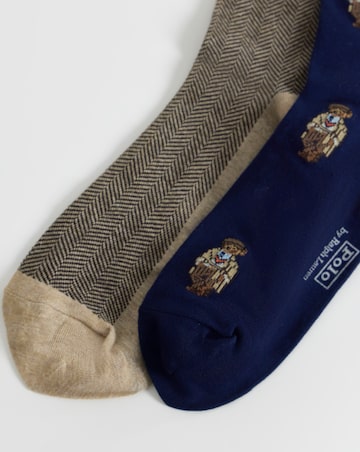 Polo Ralph Lauren 2 Pack Bear Crew Sock - Navy/Camel