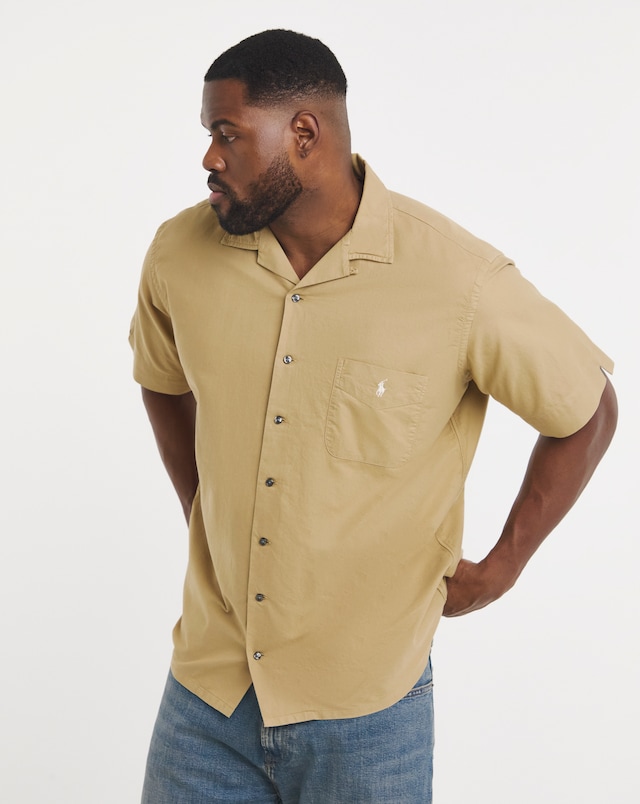 Polo Ralph Lauren Short Sleeve Garment Dyed Oxford Shirt - Tan