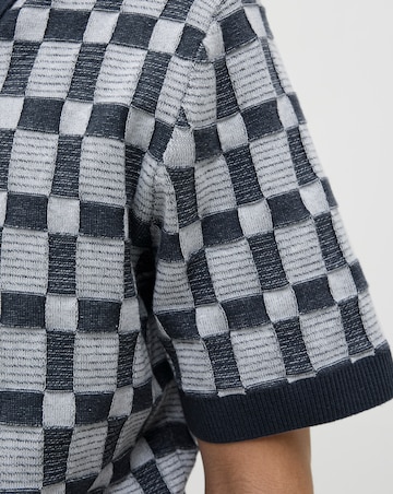 Jack & Jones Premium Alvin Pattern Knitted Polo - Navy