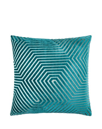Paoletti Evoke Cut Velvet Large Cushion Cover - Teal
