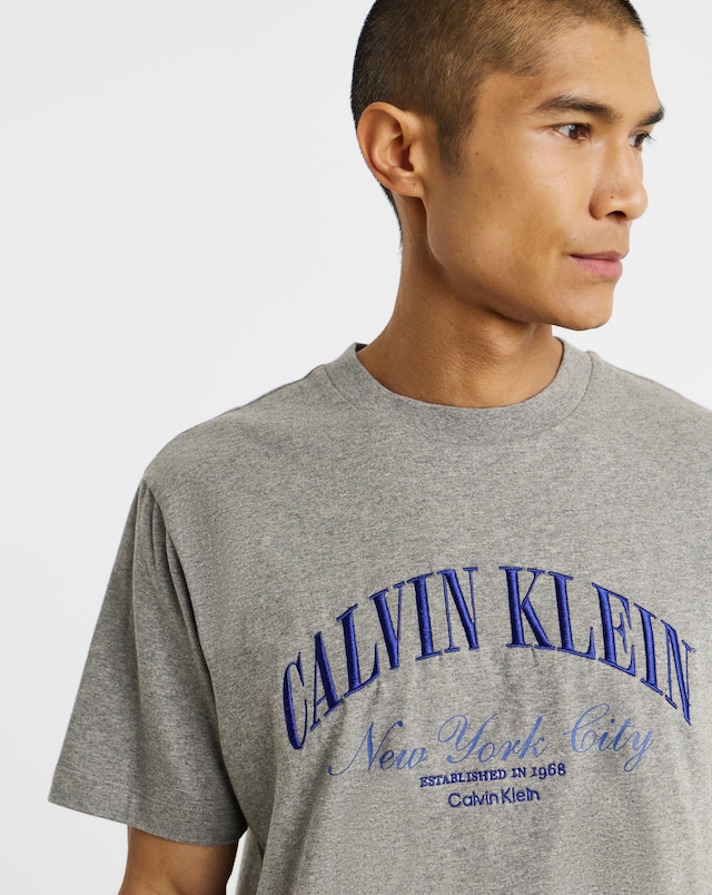 Calvin Klein Short Sleeve Varsity T-Shirt - Grey Heather