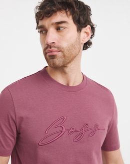 BOSS Short Sleeve Script Logo T-Shirt - Plum