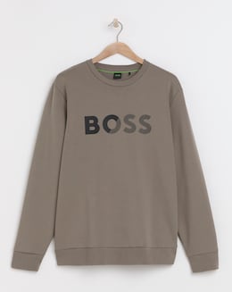 BOSS Logo Tape Crew Sweat - Light Khaki